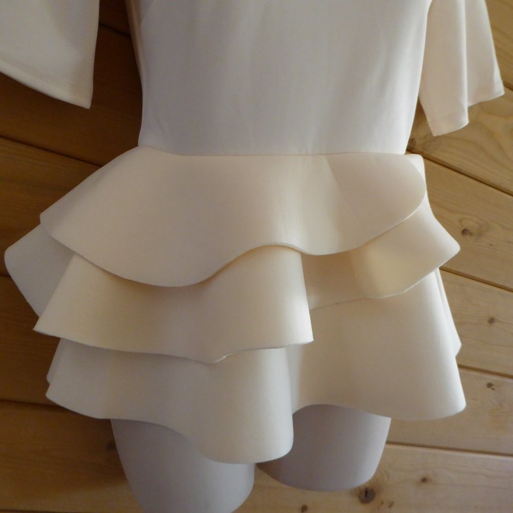 ASOS Cream Beige Structured Short Sleeve Peplum Tunic Ruffled Top NEW Size 0 - Picture 5 of 11